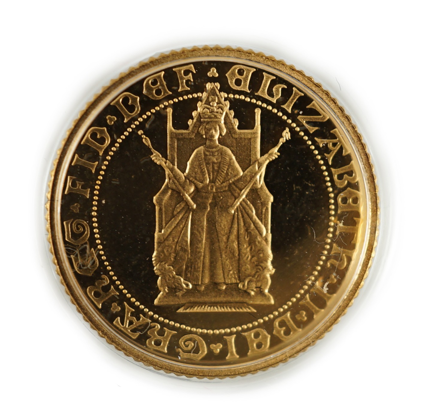 Elizabeth II (1952-2022), Royal Mint Sterling issues, Proof Half-Sovereign, Sovereign Anniversary 1989, cased